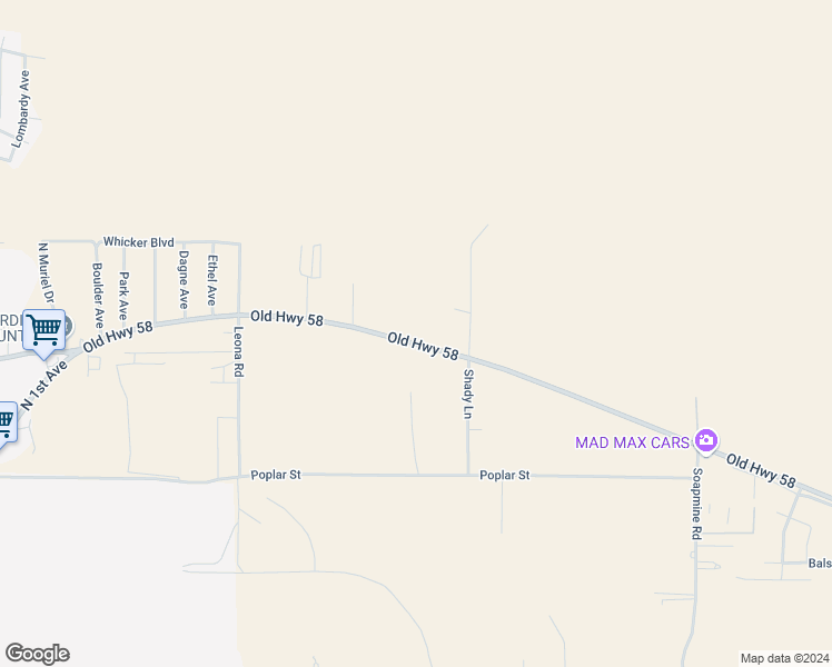 map of restaurants, bars, coffee shops, grocery stores, and more near 30386 Old Highway 58 in Barstow