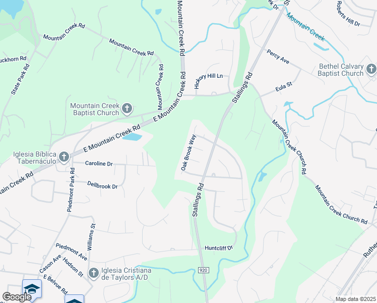 map of restaurants, bars, coffee shops, grocery stores, and more near 100 Oak Brook Way in Taylors