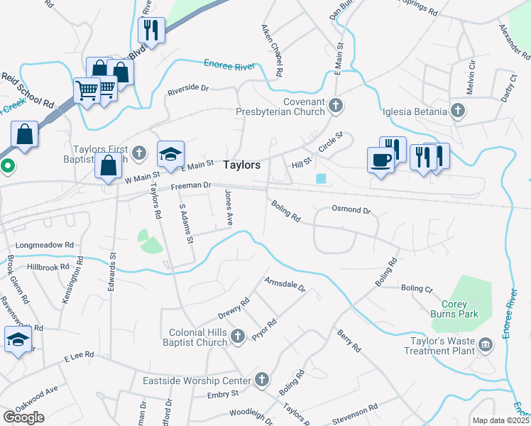 map of restaurants, bars, coffee shops, grocery stores, and more near 100 Stephenson Street in Taylors