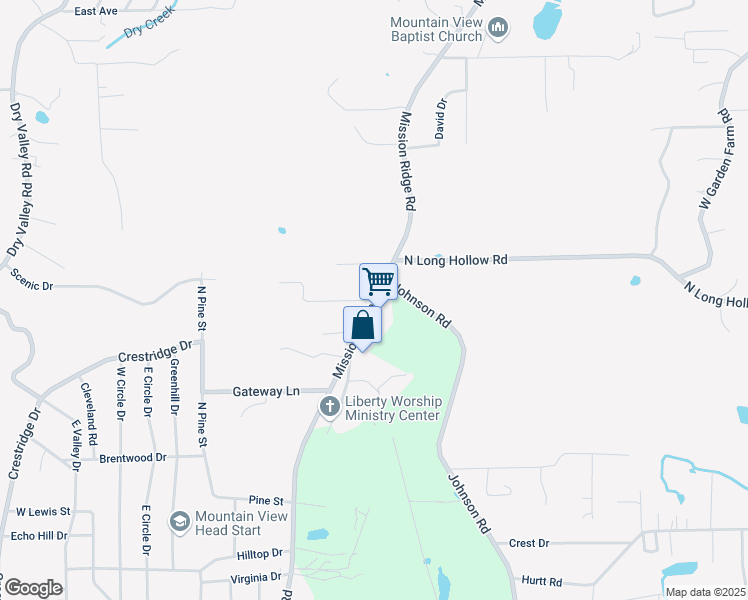 map of restaurants, bars, coffee shops, grocery stores, and more near 808 Mission Ridge Road in Rossville
