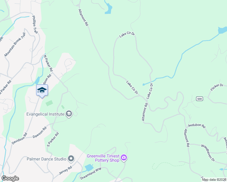 map of restaurants, bars, coffee shops, grocery stores, and more near 823 Altamont Road in Greenville