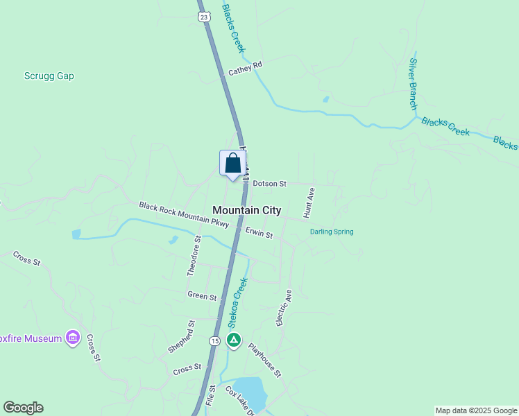 map of restaurants, bars, coffee shops, grocery stores, and more near in Mountain City