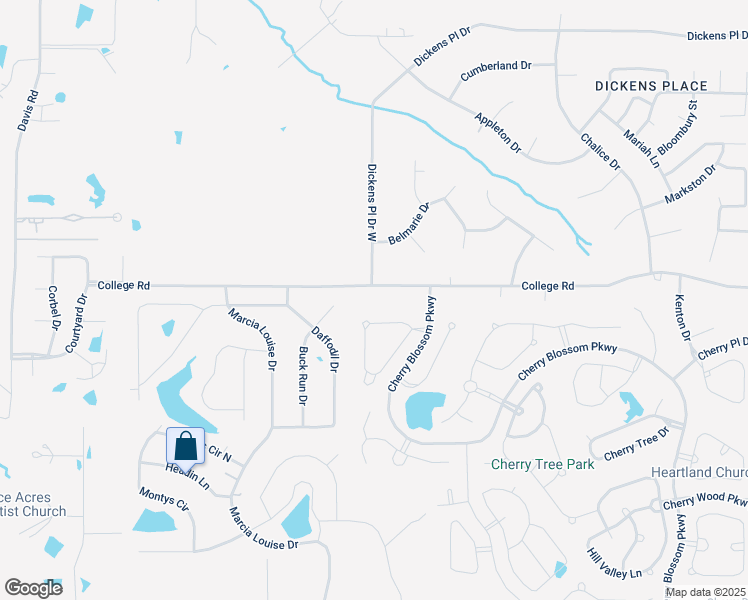 map of restaurants, bars, coffee shops, grocery stores, and more near 2053 College Road in Southaven