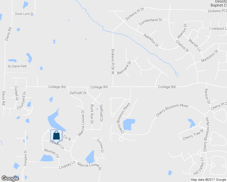 map of restaurants, bars, coffee shops, grocery stores, and more near 2053 College Road in Southaven