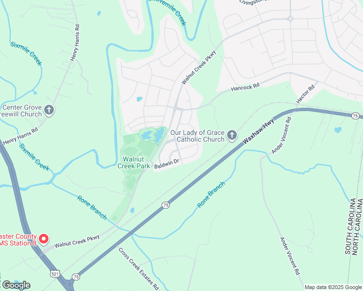 map of restaurants, bars, coffee shops, grocery stores, and more near 5049 Fenwick Court in Lancaster