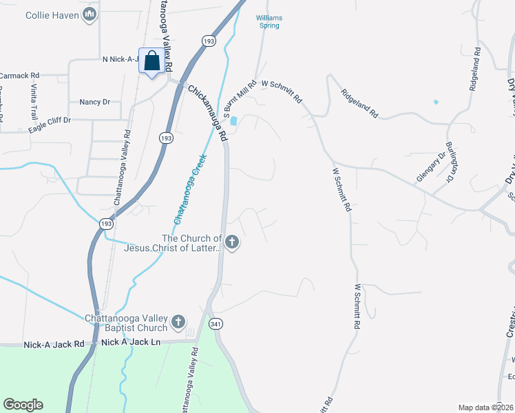 map of restaurants, bars, coffee shops, grocery stores, and more near 84 Edward Lane in Chattanooga Valley