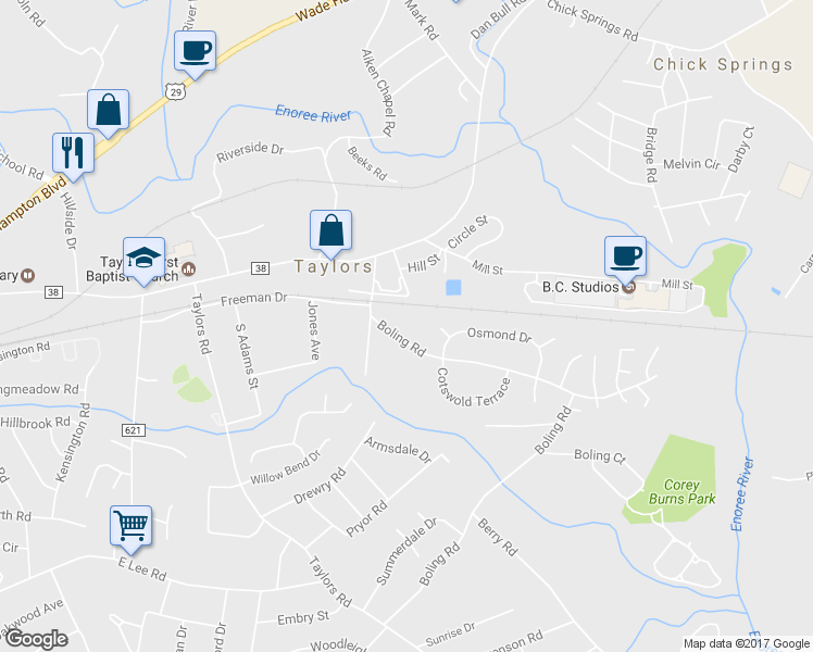 map of restaurants, bars, coffee shops, grocery stores, and more near 100 Stephenson Street in Taylors