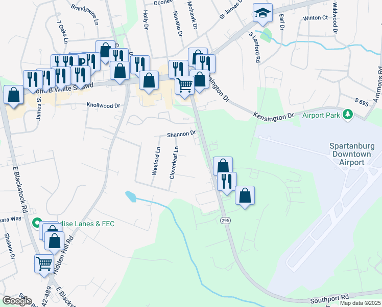map of restaurants, bars, coffee shops, grocery stores, and more near 13 Limerick Court in Spartanburg