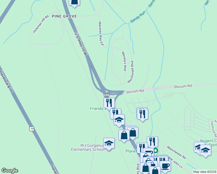 map of restaurants, bars, coffee shops, grocery stores, and more near 142 Macdonald Boulevard in Havelock
