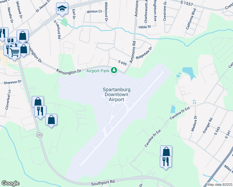 map of restaurants, bars, coffee shops, grocery stores, and more near 500 Ammons Road in Spartanburg