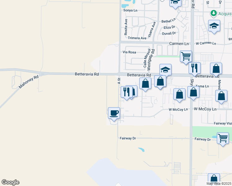 map of restaurants, bars, coffee shops, grocery stores, and more near 2325 A Street in Santa Maria
