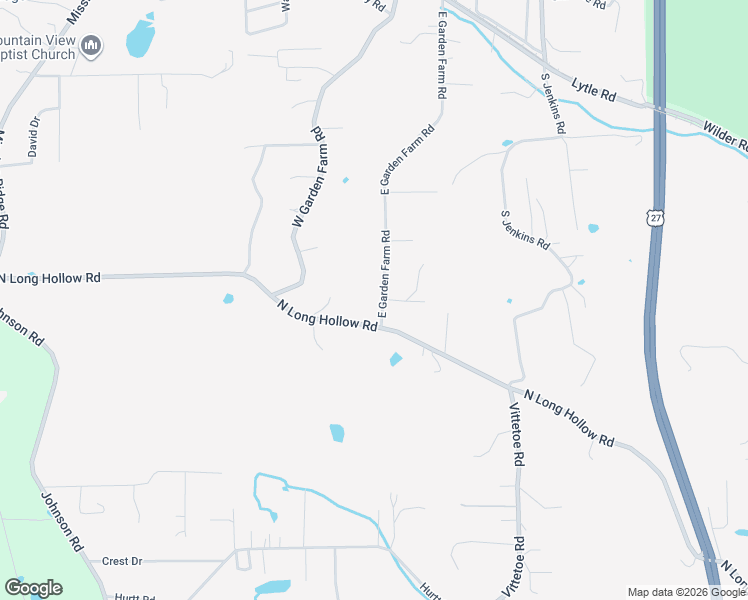 map of restaurants, bars, coffee shops, grocery stores, and more near 633 East Garden Farm Road in Rossville