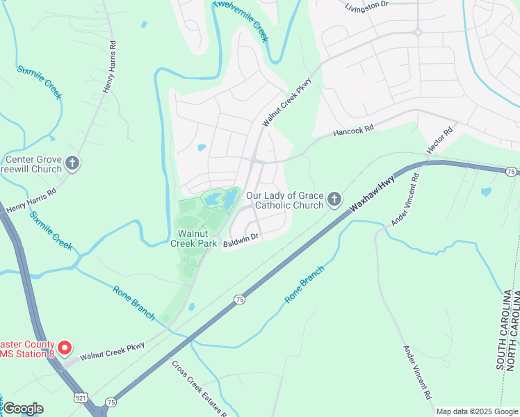 map of restaurants, bars, coffee shops, grocery stores, and more near 5049 Fenwick Court in Lancaster