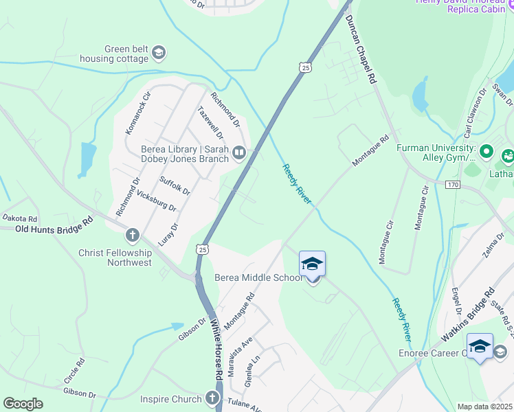 map of restaurants, bars, coffee shops, grocery stores, and more near 101 North Highway 25 Bypass in Greenville