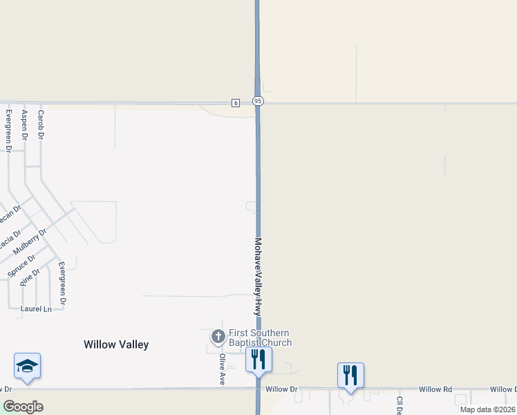 map of restaurants, bars, coffee shops, grocery stores, and more near Mohave Valley Hwy in Mohave Valley