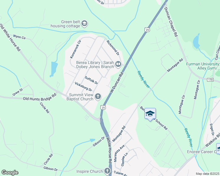 map of restaurants, bars, coffee shops, grocery stores, and more near 103 North Highway 25 Bypass in Greenville