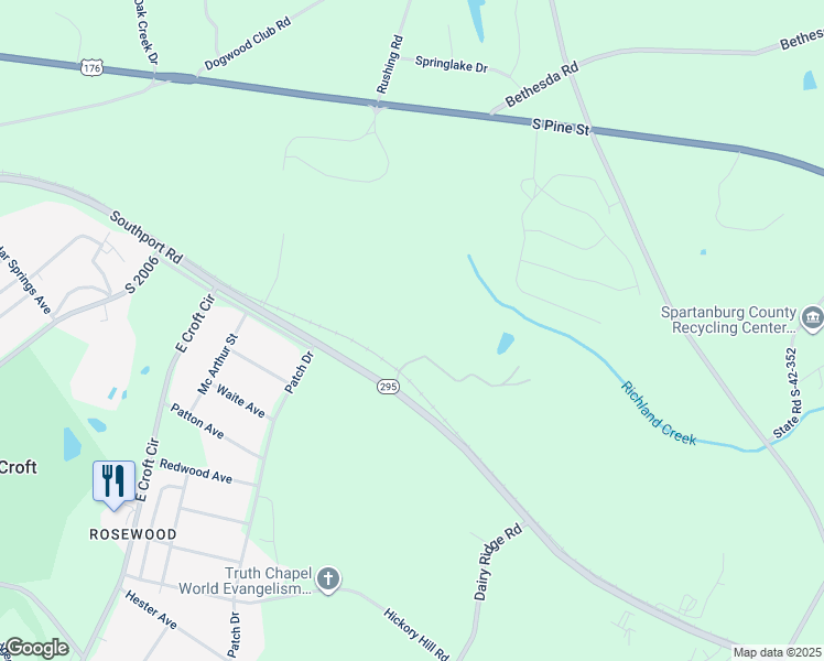 map of restaurants, bars, coffee shops, grocery stores, and more near in Spartanburg