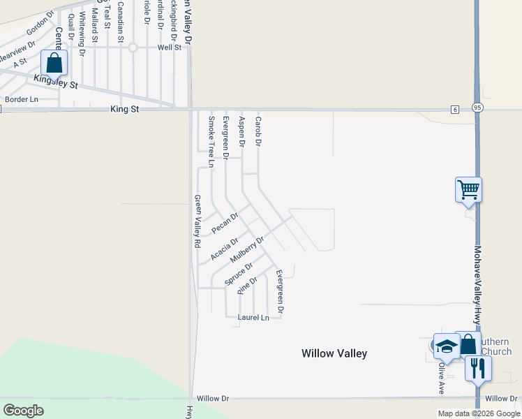 map of restaurants, bars, coffee shops, grocery stores, and more near 8212 Aspen Dr in Mohave Valley