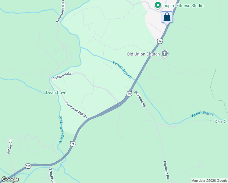 map of restaurants, bars, coffee shops, grocery stores, and more near 5800 Robinson Road in Young Harris
