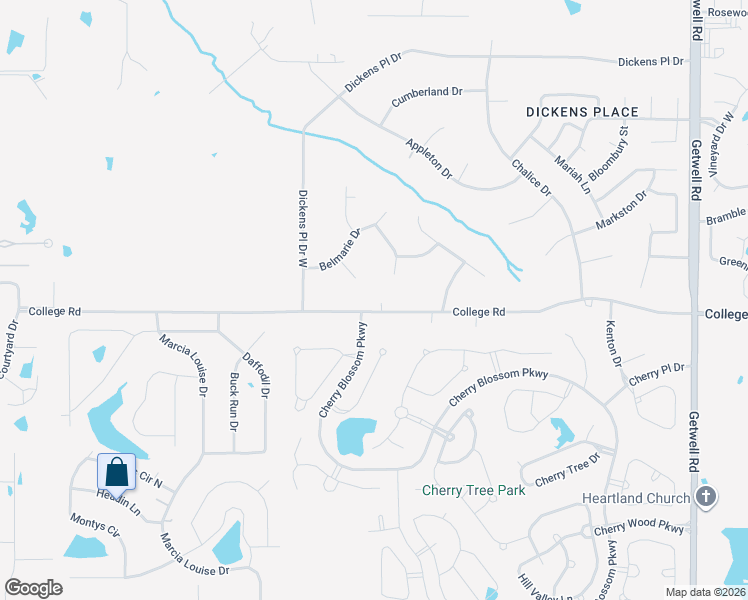 map of restaurants, bars, coffee shops, grocery stores, and more near 2211 College Road in Southaven
