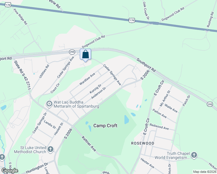 map of restaurants, bars, coffee shops, grocery stores, and more near 256 Anderson Drive in Spartanburg
