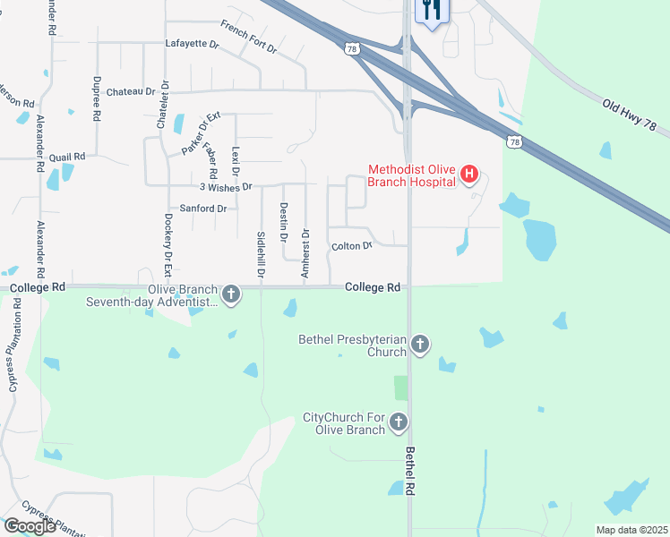map of restaurants, bars, coffee shops, grocery stores, and more near 4085 Colton Drive in Olive Branch