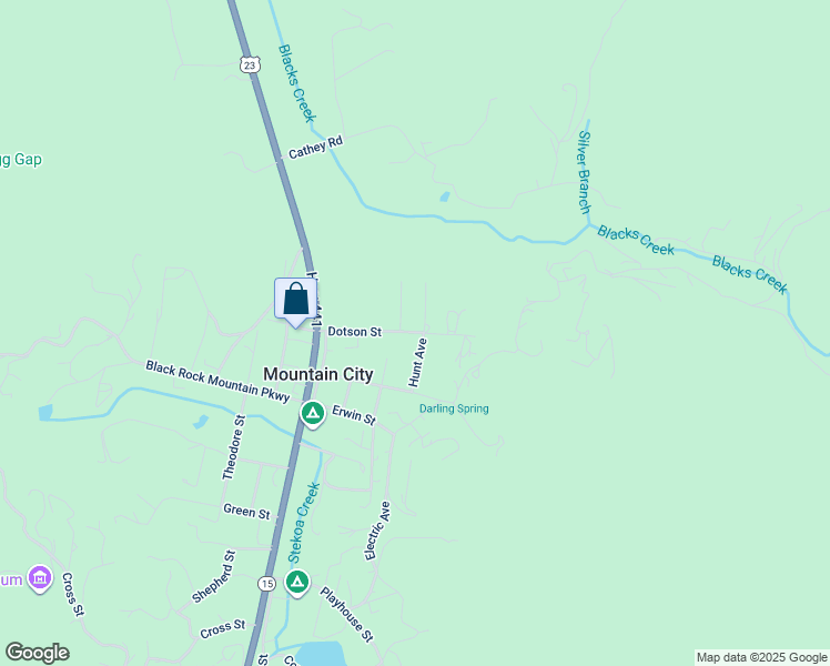 map of restaurants, bars, coffee shops, grocery stores, and more near in Mountain City