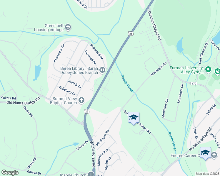 map of restaurants, bars, coffee shops, grocery stores, and more near 101 North Highway 25 Bypass in Greenville