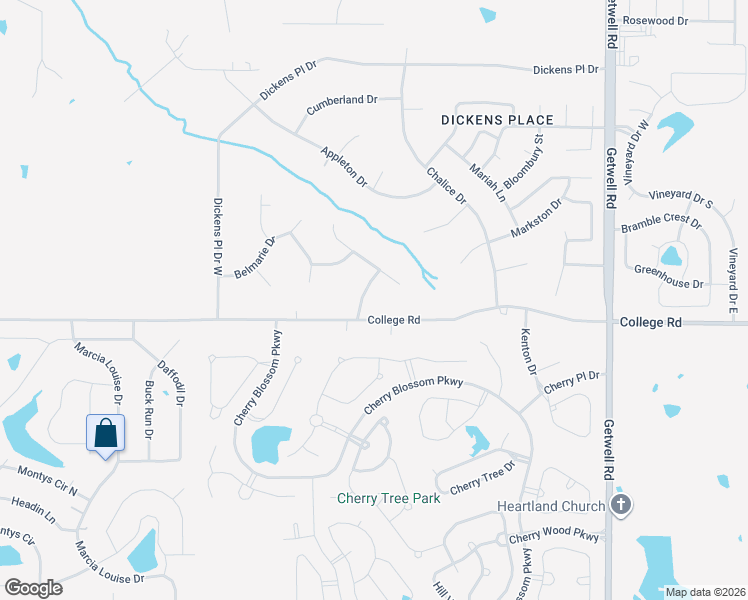 map of restaurants, bars, coffee shops, grocery stores, and more near 4062 Sir Thopas Drive in Southaven