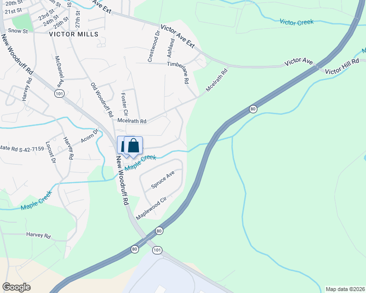 map of restaurants, bars, coffee shops, grocery stores, and more near 738 Maple Drive in Greer