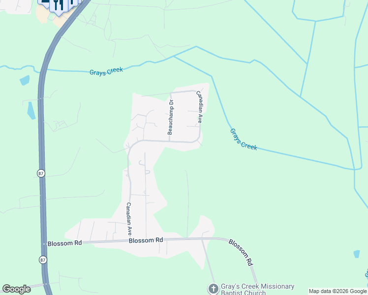 map of restaurants, bars, coffee shops, grocery stores, and more near 6336 Canadian Avenue in Hope Mills