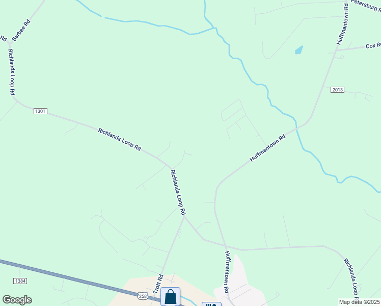 map of restaurants, bars, coffee shops, grocery stores, and more near 106 McCackney Drive in Richlands