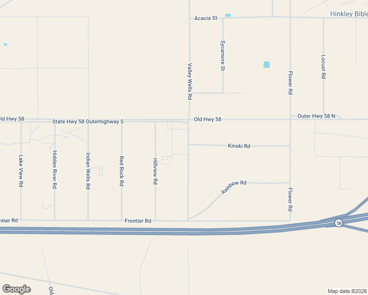 map of restaurants, bars, coffee shops, grocery stores, and more near Valley Wells Road in Hinkley