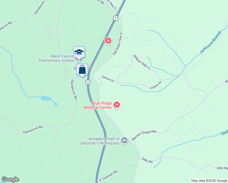 map of restaurants, bars, coffee shops, grocery stores, and more near 236 Grace Drive in Blue Ridge