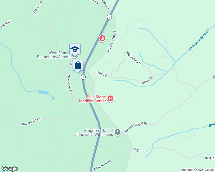 map of restaurants, bars, coffee shops, grocery stores, and more near 236 Grace Drive in Blue Ridge