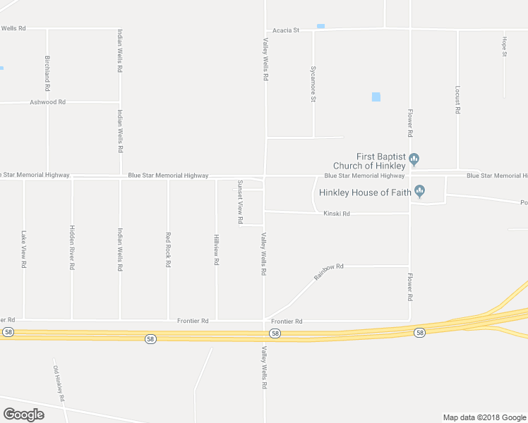 map of restaurants, bars, coffee shops, grocery stores, and more near Valley Wells Road in Hinkley