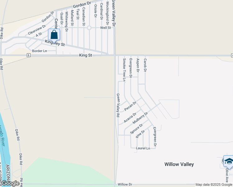map of restaurants, bars, coffee shops, grocery stores, and more near 8151 Green Valley Rd in Mohave Valley