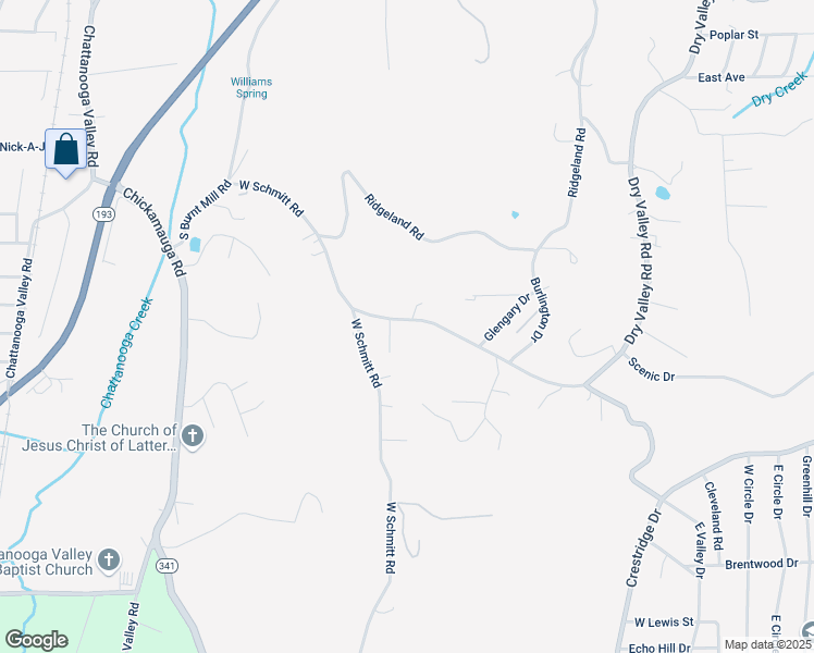 map of restaurants, bars, coffee shops, grocery stores, and more near 2303 Dry Valley Road in Rossville