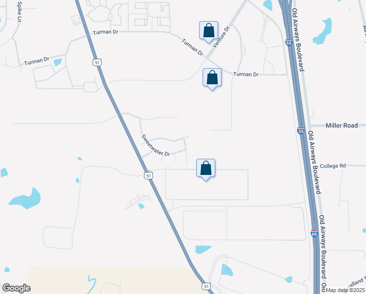 map of restaurants, bars, coffee shops, grocery stores, and more near 736 Sweetwater Drive in Southaven