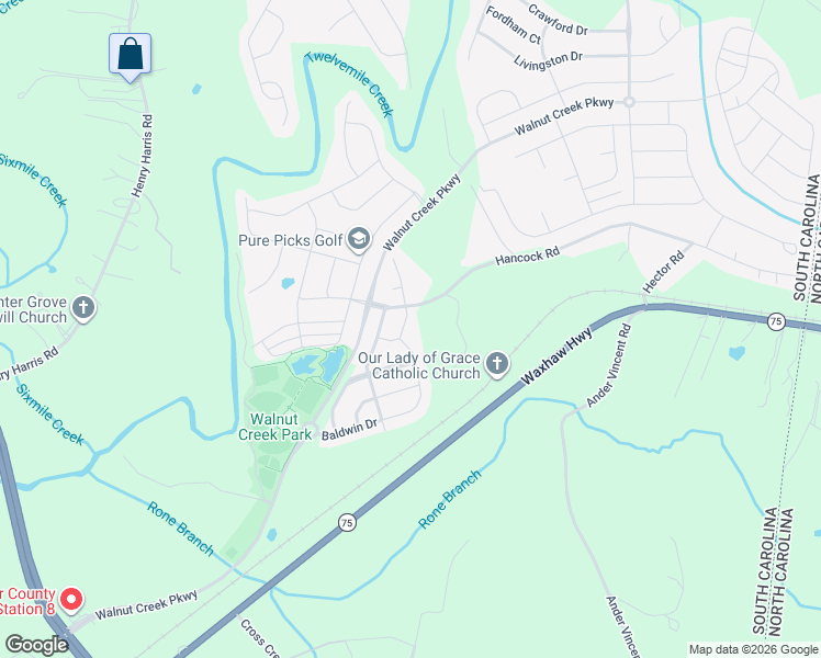 map of restaurants, bars, coffee shops, grocery stores, and more near 4032 Highgate Lane in Lancaster