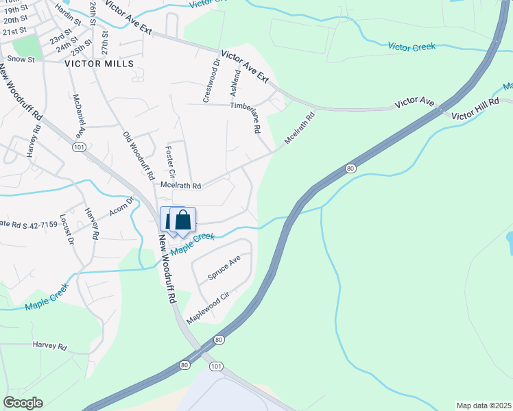 map of restaurants, bars, coffee shops, grocery stores, and more near 738 Maple Drive in Greer