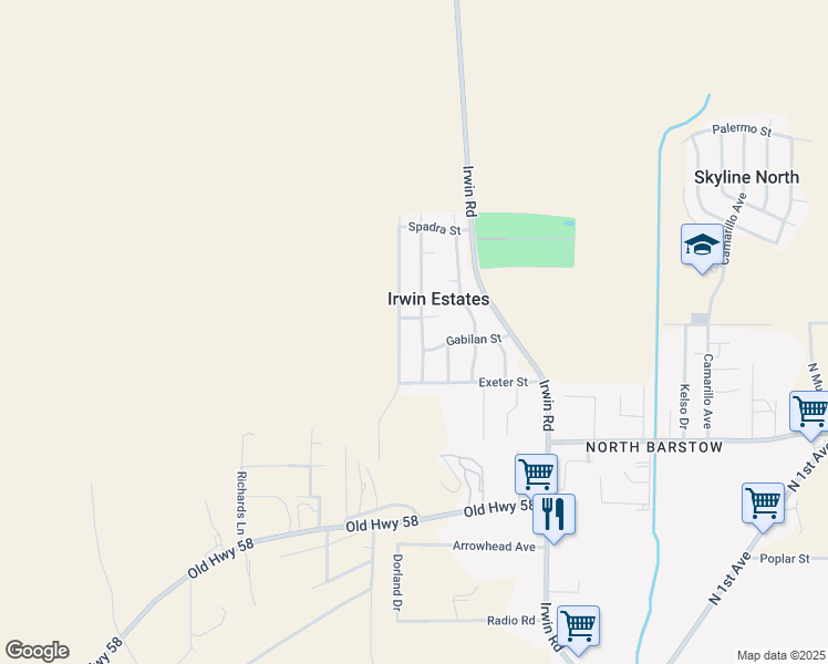 map of restaurants, bars, coffee shops, grocery stores, and more near 36894 Hayward Avenue in Barstow