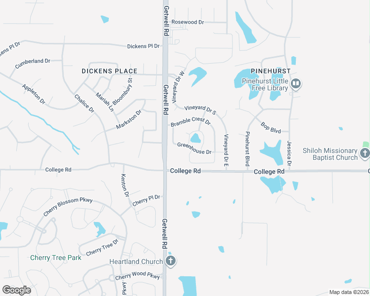 map of restaurants, bars, coffee shops, grocery stores, and more near 3231 Greenhouse Drive in Southaven