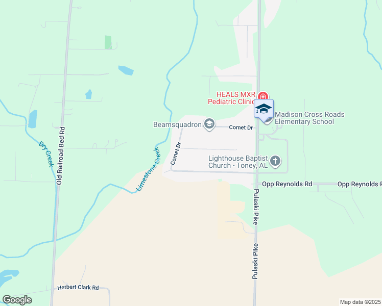 map of restaurants, bars, coffee shops, grocery stores, and more near 116 Jamie Lane in Toney