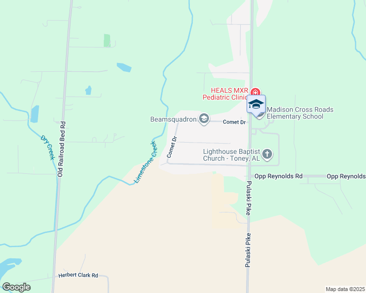 map of restaurants, bars, coffee shops, grocery stores, and more near 116 Jamie Lane in Toney