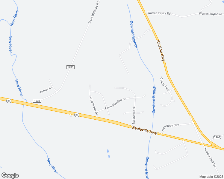map of restaurants, bars, coffee shops, grocery stores, and more near 135 Buckhaven Drive in Richlands