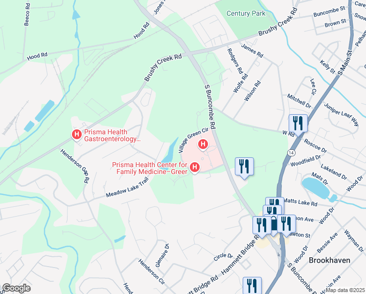 map of restaurants, bars, coffee shops, grocery stores, and more near 325 Medical Parkway in Greer