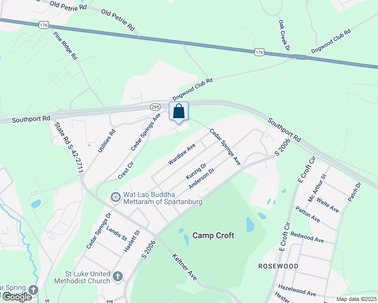 map of restaurants, bars, coffee shops, grocery stores, and more near 218 Wardlaw Avenue in Spartanburg