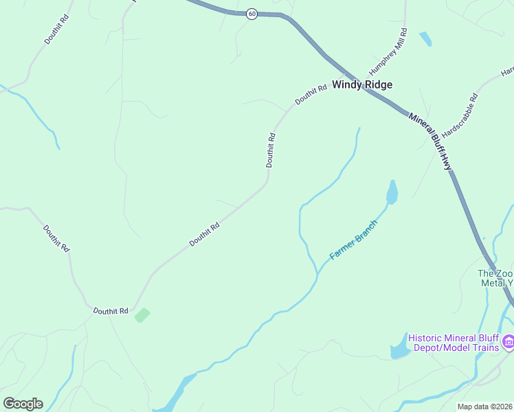 map of restaurants, bars, coffee shops, grocery stores, and more near 2585 Douthit Road in Mineral Bluff