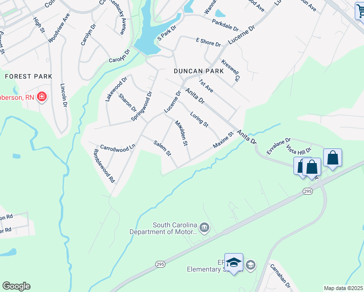 map of restaurants, bars, coffee shops, grocery stores, and more near 124 Maulden Street in Spartanburg